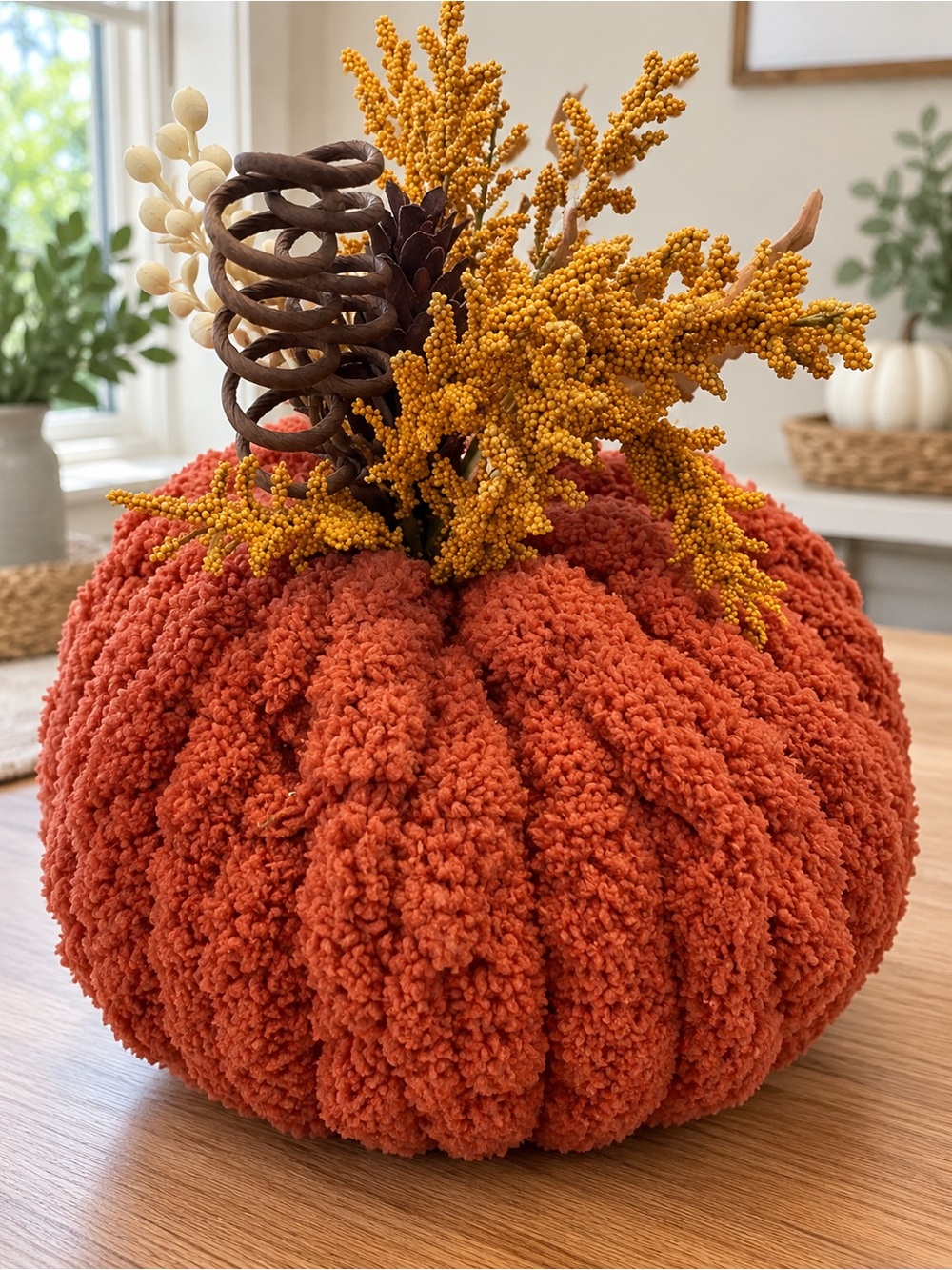 🍂 Handmade Chunky Pumpkin – Burnt Orange Fall Décor 🎃